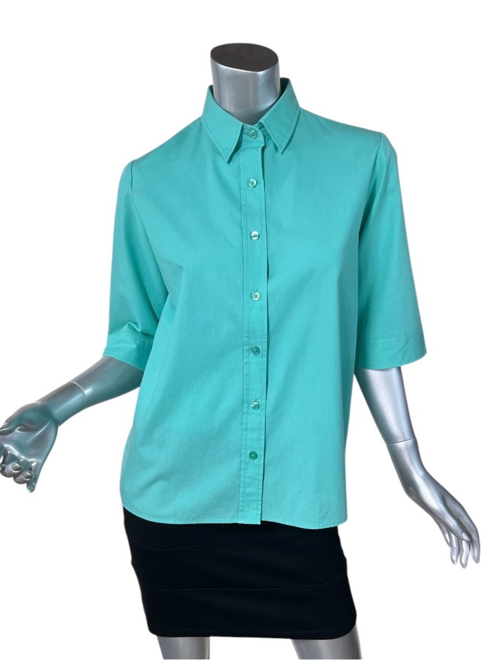 American Sweetheart Women’s Small Teal Button Down Shirt Half Sleeve Blouse
